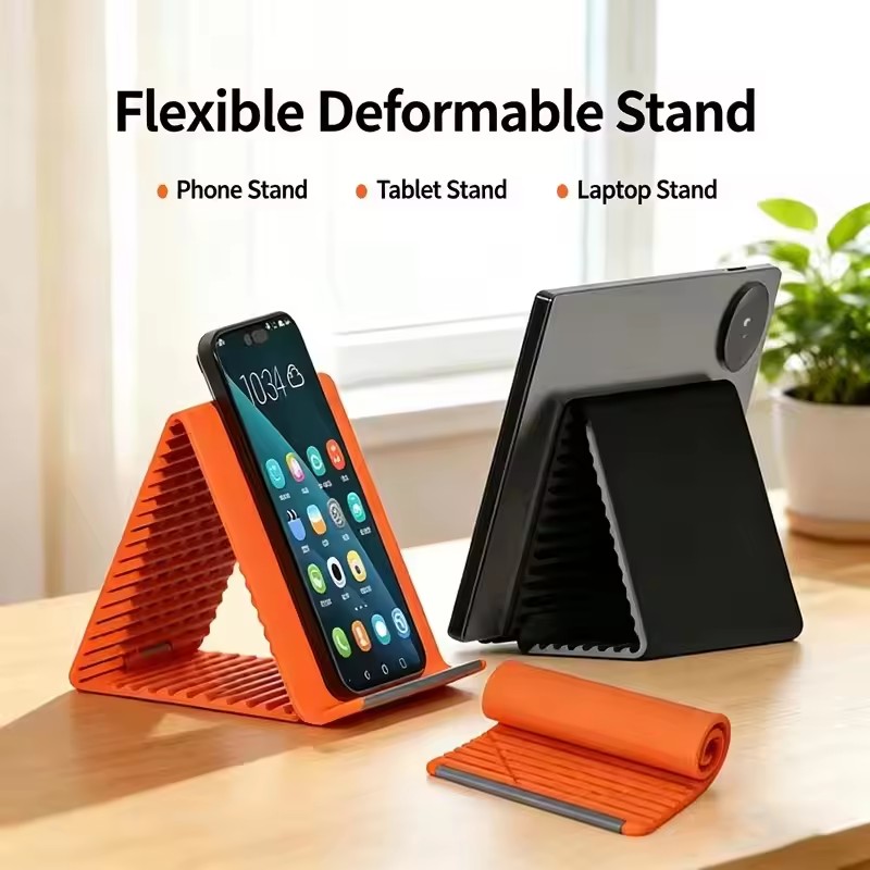 Essential Tablet Accessories - 휴대용 실리콘 폰/태블릿/노트북 거치대, 창의적인 접이식