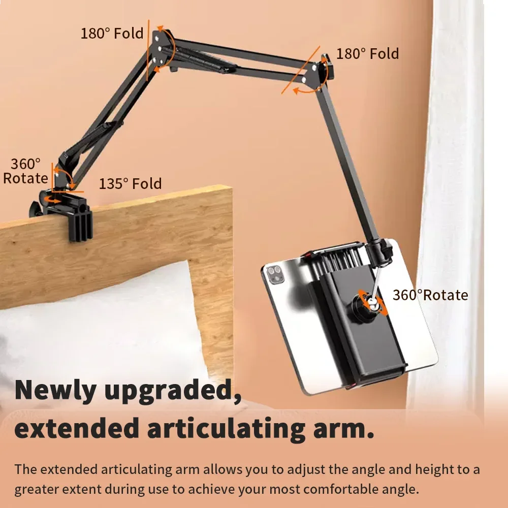90cm 금속 암이 있는 침대용 태블릿 홀더 360 ° - Cheap Tablet Accessories 리뷰 및 가격