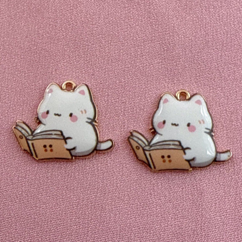 12pcs 만화 귀여운 합금 인쇄 펜던트 고양이 액세서 - Mobile & Tablet Accessories 리뷰 및 가격