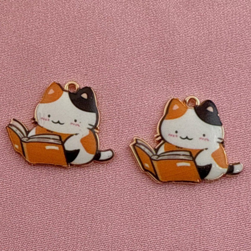 12pcs 만화 귀여운 합금 인쇄 펜던트 고양이 액세서 - Mobile & Tablet Accessories 리뷰 및 가격